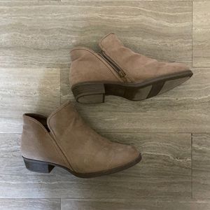 Beige suede booties